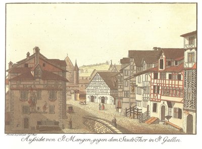 View from St. Mangen towards the City Gate in St. Gallen by Zeichner und Kupferstecher